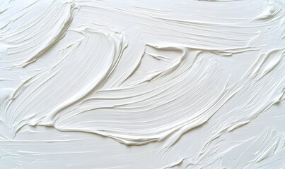 Obraz premium Abstract white paint texture background, thick strokes of creamy white paint, elegant and minimalist design. Perfect for website banners, art projects, and design elements.