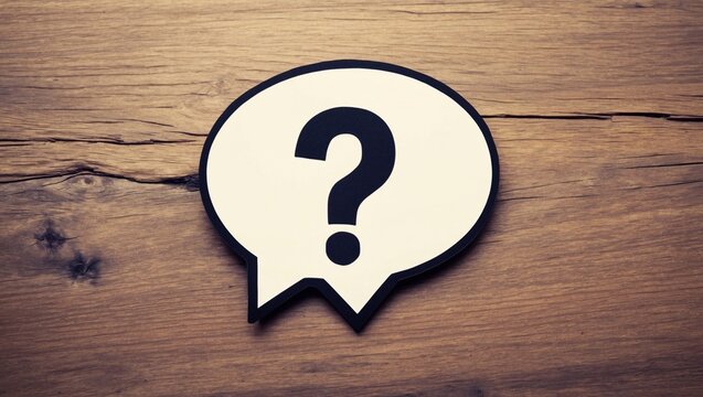 A speech bubble with a question mark inside, prompting viewers to think critically and challenge assumptions.