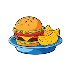 Burger and Fries Buddies Vector Design Illustration