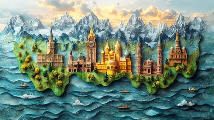 Cultural diversity, global communication, international travel, iconic landmarks, diverse landscapes, remote destinations, sustainable tourism, interconnected communities, multicultural celebrations