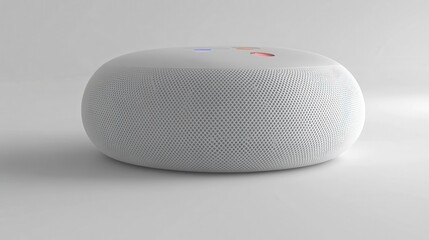 Modern White Smart Speaker Wireless Audio Device Home Technology Fabric Mesh Design