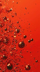 Vibrant Abstract Background with Red and Orange Tones Featuring Floating Bubbles, Perfect for Celebratory Themes like Chinese New Year and Minimalist Decor
