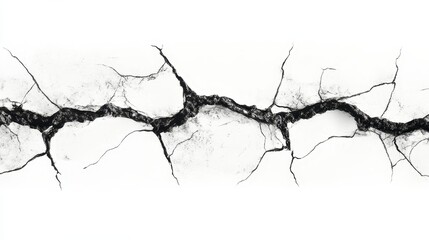 Dramatic Crack Texture Abstract Black Crack on White Background High Resolution Image for Design