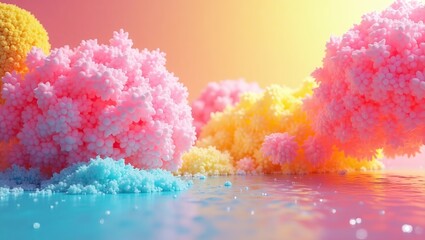 Fototapeta premium Vibrant graphic design render set against a mesmerizing, high-energy background featuring a gradient texture from the dynamic, electric backdrop.