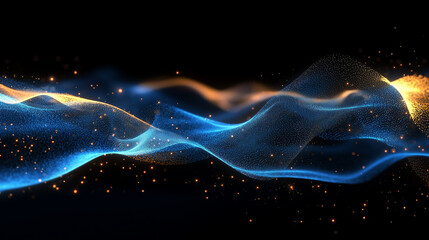 Abstract Glowing Bokeh Background with Golden and Blue Light Effects