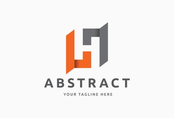 Letter H Logo. Initial H placed on two Geometric Shape. Alphabet Negative space Style, Usable for Business, Branding, Identity, Corporate, Company, Marketing, that Related with Letter H.