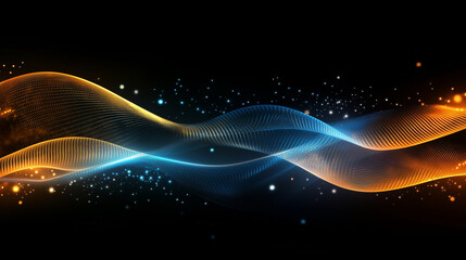 Abstract Glowing Bokeh Background with Golden and Blue Light Effects