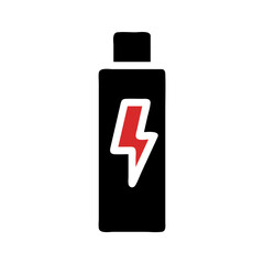 Obraz premium Stylized Energy Cell Icon with Red Lightning Bolt Symbol on Black Container