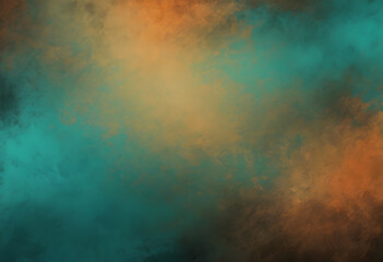 Fototapeta premium Texture brown orange blue poster background, dark moody teal turquoise aquamarine grunge retro backdrop design smooth color gradient banner.