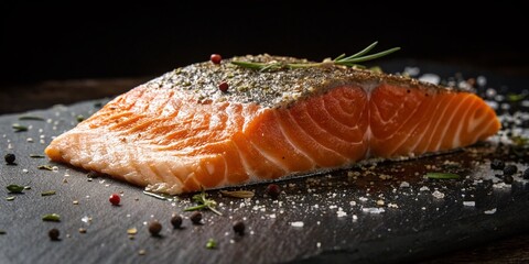 Silhouetted Salmon Fillet Close-Up: Gourmet Seafood Detail