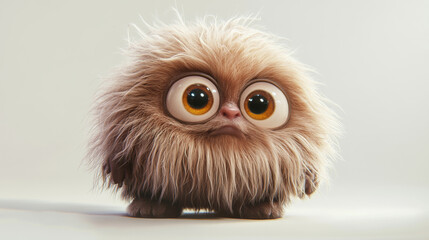 Obraz premium cute unusual furry creature with big eyes.