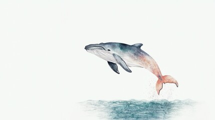 Fototapeta premium Graceful whale breaching the surface of the ocean in vibrant colors