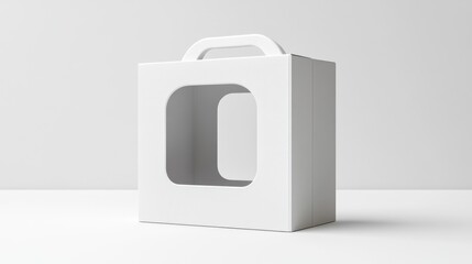 White handle box, window cutout, studio, mockup