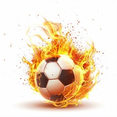 Fototapeta premium Soccer ball engulfed in flames symbolizing the intensity and excitement of the game