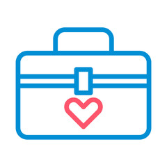 Medical kit icon with heart. Concept of healthcare, first aid, and emergency.