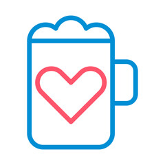 Beer mug with heart icon. Concept of love for beer.