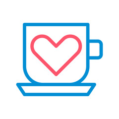 Cup with heart icon. Concept of love, passion, and favorite drink.
