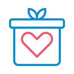 Gift box with heart icon. Concept of love, care, and charity.