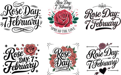 Set of Rose Day February Seventh Celebrates Romance And Love