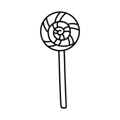 Lollipop isolated on a white background. Hand-drawn vector illustration in doodle style. Perfect for decorations, logo, Halloween designs.