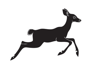 A deer is running across a white background