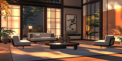 Minimalist Living Room Design with Nature View