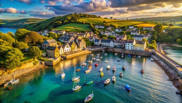 Stunning Aerial View of Cawsand Bay, Rame Peninsula, Cornwall, UK