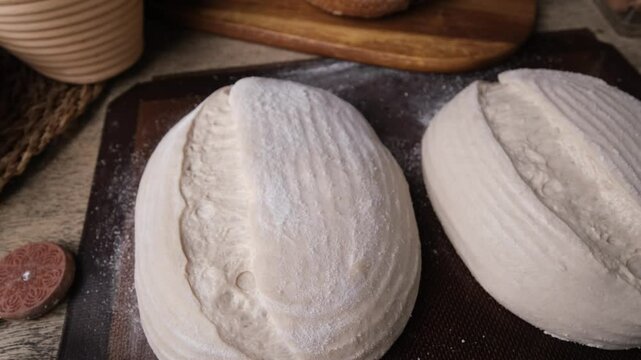Raw Fresh artisan bread dough ready to bake. 