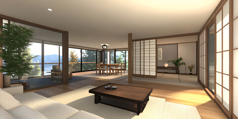 Minimalist Living Room Design with Nature View