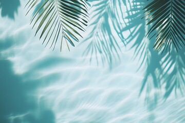 Palm Fronds Shadows Over Aqua Water Surface