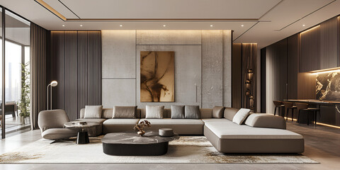 Luxury Living Room with Modern Minimalist Design