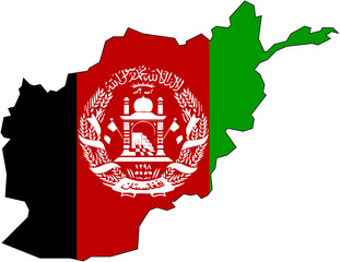 Map of Afghanistan with Flag Overlay