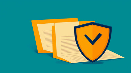 Information media documentation. Cybersecurity icons for information protection on documents.