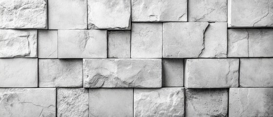 Grey stone blocks create a textured wall design