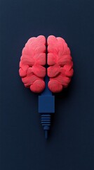 A stylized brain plugged into a digital connection