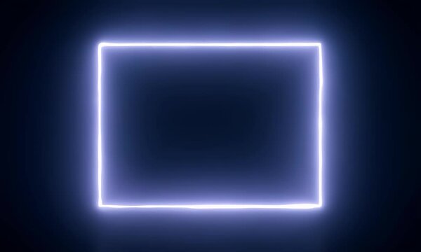 white glowing neon animation with square frame shape