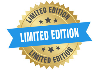 Obraz premium limited edition. limited edition round blue and gold label isolated on transparent background