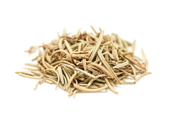 close up dried rosemary on isolated white background