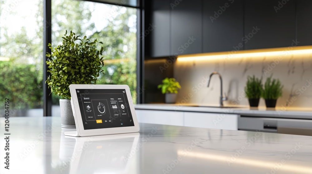 Poster modern smart home kitchen tablet display control panel interface