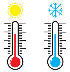 Thermometer icon or temperature symbol, vector and illustration 