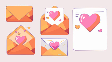 Valentine's day envelops, clipart, valentine's day vector illustration