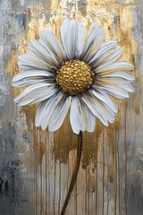 Elegant white daisy flower art modern decor wall art floral design home interior aesthetic viewpoint