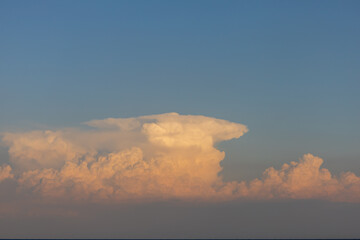 Sunset on the beautiful Oasis beach on the island of Rhodes in Greece. Seascape