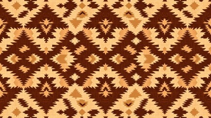 seamless pattern in natural earth tones. Browns and beiges create a muted color palette for the ikat geometric folklore ornament, a tribal ethnic vector texture in Aztec style.