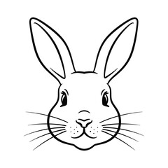 Line art rabbit face silhouette illustration.