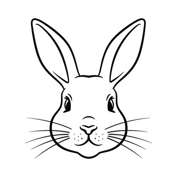 Line art rabbit face silhouette illustration.