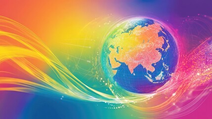 Vibrant Asia and Australia globe with map elements interwoven into a contemporary design, perfect for global concepts.