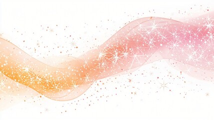 Elegant Peach and Pink Wave Background with Sparkling Stars