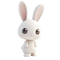 Obraz premium White Cute 3D chibi bunny isolated on transparent background