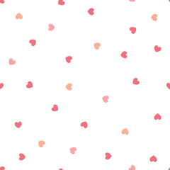 Cute seamless pattern simple style with hearts, fashion fabric print. For textile, St. Valentine decoration, love story, romantic vibe, baby shower party and girl birthday. Vector illustration